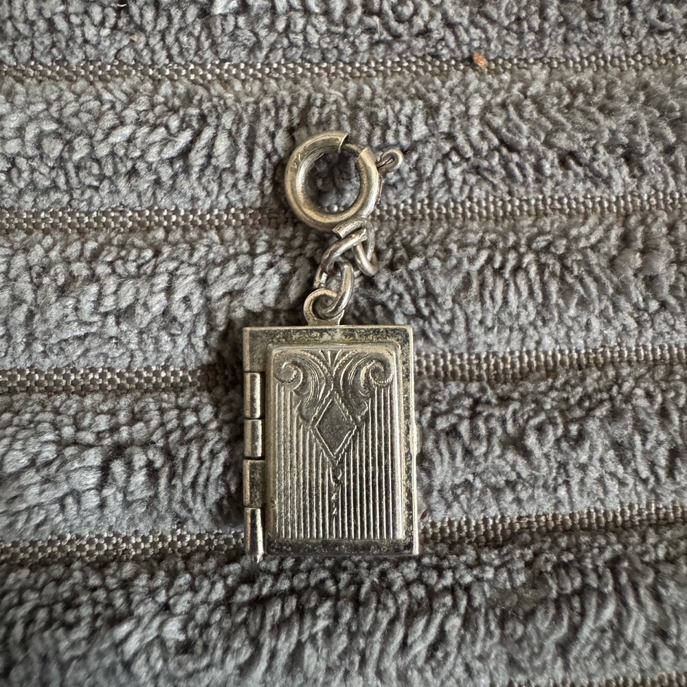 VTG Sterling Silver Flower Book Picture Locket Moveable Charm Pendant 2 Frames